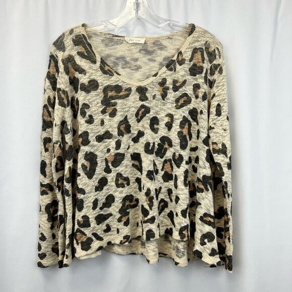 Phil Love Womens Pullover Casual Top Multicolor Leopard Print Long Sleeve Small - Picture 1 of 10